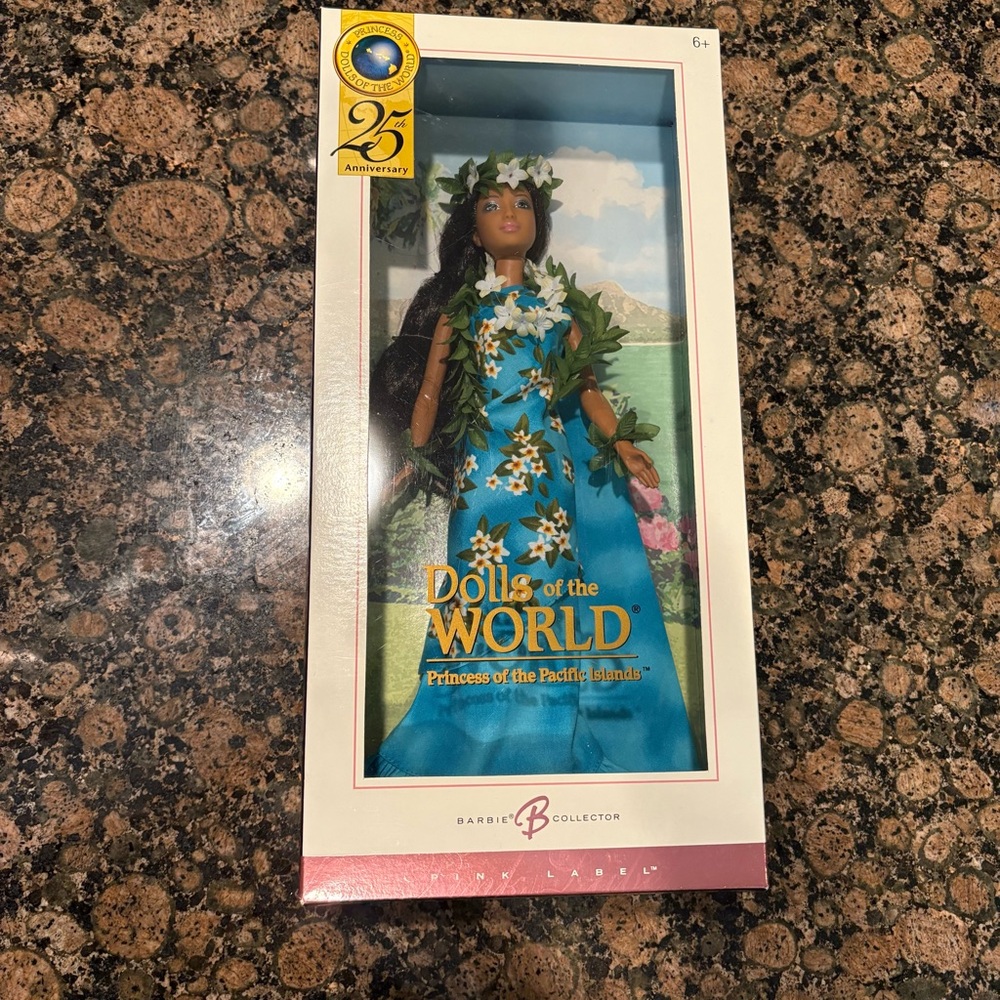 Barbie Dolls of the World 25th Anniversary in Blue Floral Dress